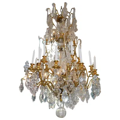 Pre-owned Baccarat French  Dore' Bronze And Crystal Electrified / Candle Chandelier, C 1820 In Gold