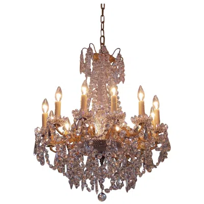 Pre-owned Baccarat French  Gilt Bronze And Crystal Twelve-arm Chandelier, Circa 1820 In Gold