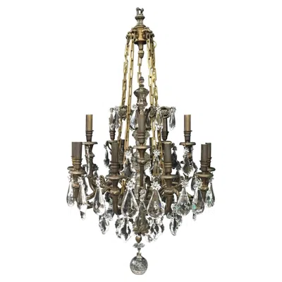 Pre-owned Baccarat French Bronze & Crystal  Chandelier In Gold