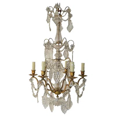 Pre-owned Baccarat French Crystal  Style Grape Cluster Chandelier C 1890 In Purple