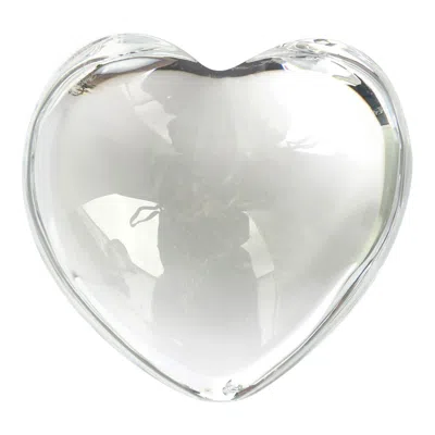 Pre-owned Baccarat French Crystal Heart Paperweight Or Decorative Object In Gray