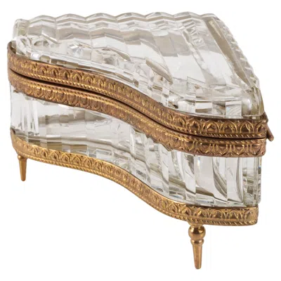Pre-owned Baccarat French Gilt Bronze Mounted Cut Crystal Grand Piano Form Hinged Jewelry Box In Gold