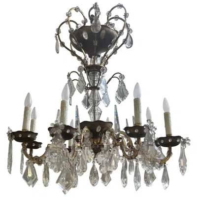Pre-owned Baccarat French Maison Baguès Attributed Crystal Chandelier In Sand