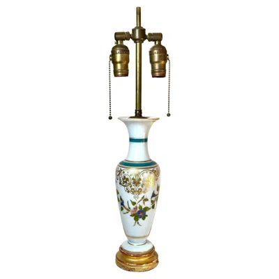 Pre-owned Baccarat French White Opaline Glass Vase Lamp Attributed To .