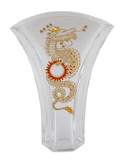 Pre-owned Baccarat Ginkgo Solar Dragon Vase W/ Tags In Gold