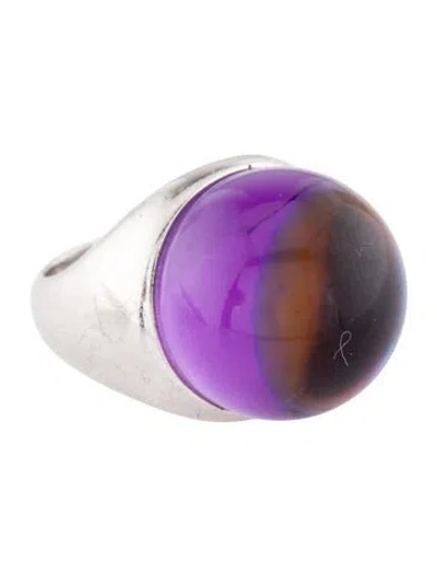 Pre-owned Baccarat Glass Stone Cocktail Ring In Purple