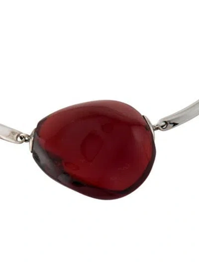 Pre-owned Baccarat Glass Stone Collar Necklace, 19" In Red