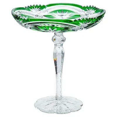 Pre-owned Baccarat , Grass Green Crystal Cut Coupe, France, 1920
