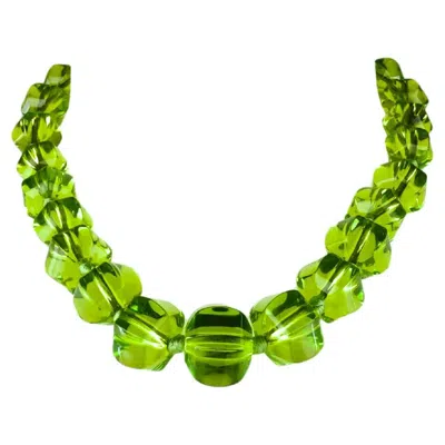 Pre-owned Baccarat , Green Crystal And .925 Silver "scherazade" Necklace, France 2000s