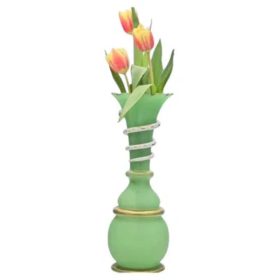 Pre-owned Baccarat , Green Opaline Snake Vase, France, 1880