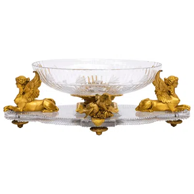 Pre-owned Baccarat Hand-diamond Cut Crystal & Ormolu Mounted  Centerpiece/surtout De Table In Gray