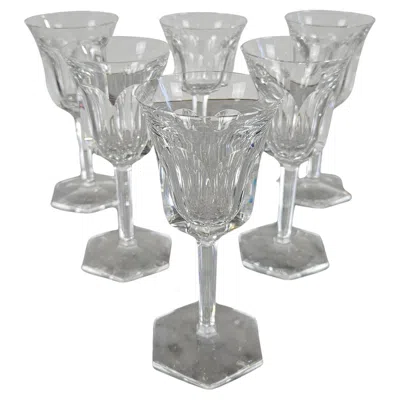 Pre-owned Baccarat Harcourt 1841 Champagne Flutes Set Of Six, Crystal, France In Gray