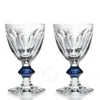 Baccarat Set Of 2 Harcourt 1841 Blue Knob Glasses