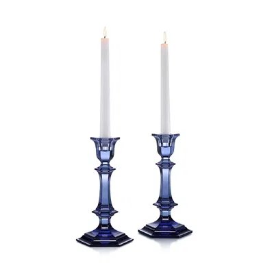 Baccarat Harcourt Candlesticks, Set Of 2 In Blue