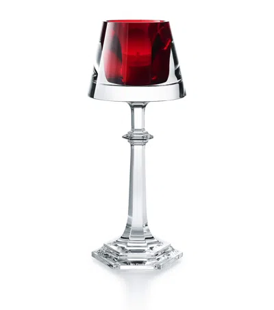 Baccarat Harcourt My Fire Red Candlestick In Transparent