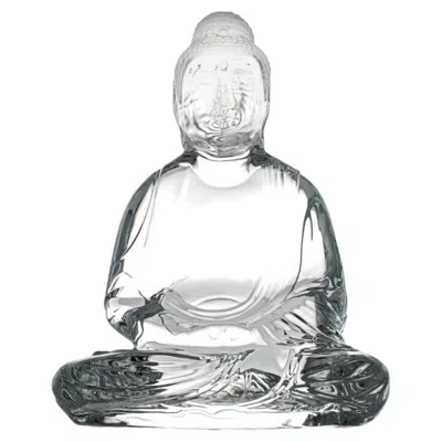 Pre-owned Baccarat Large  Signed Crystal Buddha Sculpture, France In Gray