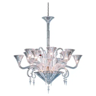 Pre-owned Baccarat Large Exquisite French  Crystal Mille Nuits Twelve Light Chandelier In Transparent