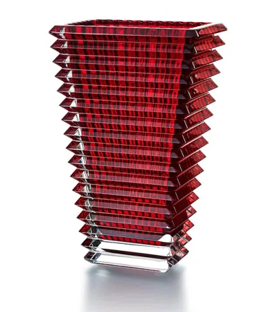 Baccarat Large Eye Rectangular Red Vase