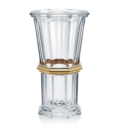 BACCARAT LARGE HARCOURT 1841 CLEAR & GOLD VASE