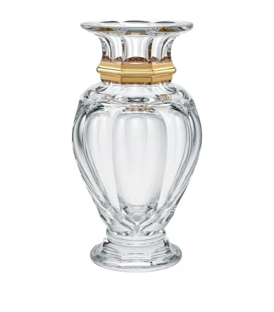 Baccarat Large Harcourt Balustre Clear & Gold Vase