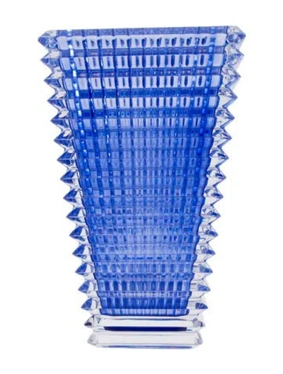 Pre-owned Baccarat Large Rectangular Eye Vase In Blue