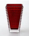 Baccarat Eye Small Rectangular Crystal Vase In Red