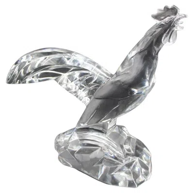 Pre-owned Baccarat Large Rooster In  Art Deco Crystal, Model By Georges Chevalier In Gray