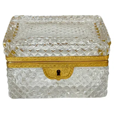 Pre-owned Baccarat Late 19th C French Fire Gilt Ormolu Cut Glass Table Box, Attributed To  In Brown
