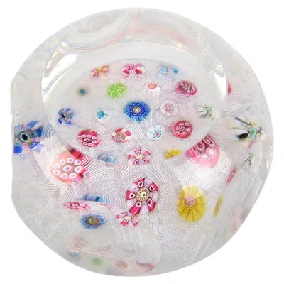 Pre-owned Baccarat Limited Edition Decorative French Glass "lattice Paperweight" By  In Gray