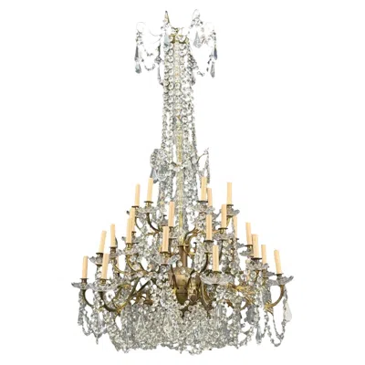 Pre-owned Baccarat Louis Xvi Style, Bronze, Crystal, Thirty-light Chandelier, France, 19th/20th C. In Brown