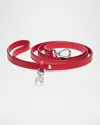 Baccarat Louxor 12" Leather Pet Leash In Red