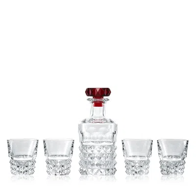 Baccarat Louxor Red Bar Set With Decanter And 4 Tumblers In Clear
