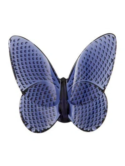 Pre-owned Baccarat Lucky Papillon Butterfly Figurine In Blue