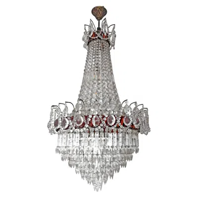Pre-owned Baccarat Luxury French Empire Regency Louis Xv Amber Crystal Chandelier W Crystal Garland In Brown