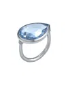 Baccarat Ring Pear Large Size Silver Light Blue Crystal In Blue