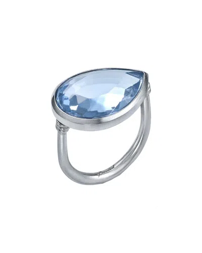 Baccarat Marie Helene De Taillac Silver Crystal Ring In Blue