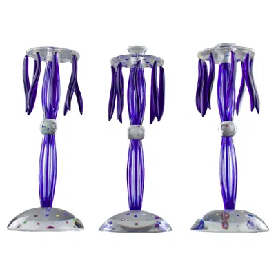 Pre-owned Baccarat Mathias For , Ltd. Edition "orpheus" Torchère Candle Holder, France 1996 In Purple