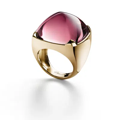 Baccarat 'medicis' Claret Crystal Ring In ["gold Tone"]