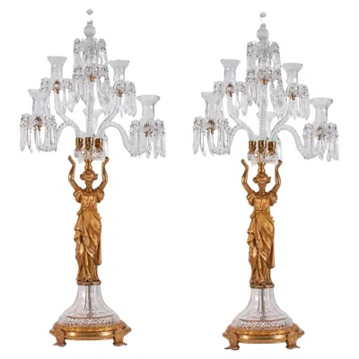 Pre-owned Baccarat Mid 19th Century French Louis Xvi Revival Ormolu And Crystal Candelabra In Gray
