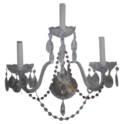 Pre-owned Baccarat Mid Century Regency Crystal Swirl  Style Wall Sconce With Ruby Accents In Transparent