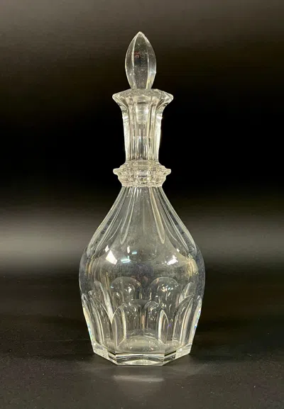 Pre-owned Baccarat Mid-century Modern  Heptagon Crystal Decanter, France In Gray