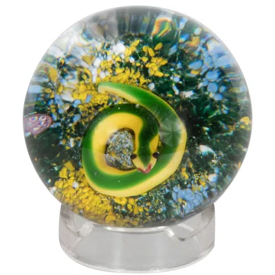 Pre-owned Baccarat Mid-century Modernist Limited Edition  Art Glass Snake Paperweight In Brown