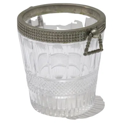 Pre-owned Baccarat Mid-century Thick Glass Basket In Gray