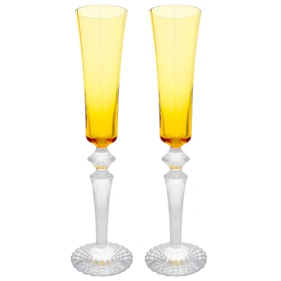 Baccarat Mille Nuits Topaz Flute Amber 2811584 - Set Of 2 In Yellow