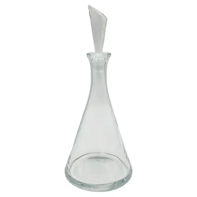 Pre-owned Baccarat Modernist Clear Crystal Decanter W/ Sculptural Stopper, Minimalist Barware In Transparent
