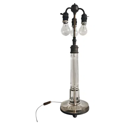 Pre-owned Baccarat Monumental French Cut Crystal Column Table Lamp Attr. To , France 1905 In Gold