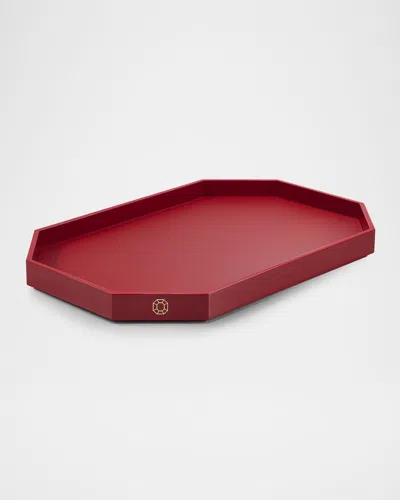 Baccarat Octagon Large Lacquered Tray, 24" In Red