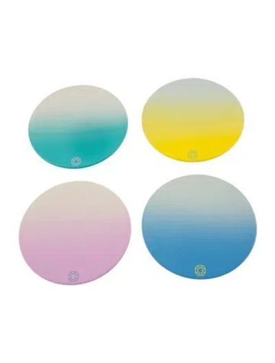 Pre-owned Baccarat Octogone Colors Of Joy Pastel Coasters In Blue