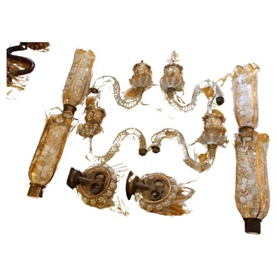 Pre-owned Baccarat Pair Early 19thc French Antique Crystal Hurricane Shade Sconces Attrib.  In Brown