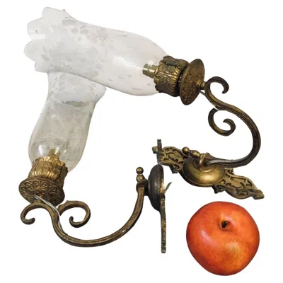 Pre-owned Baccarat Pair Mid 19thc French  For Oriental Market Bronze/ Crystal Wall Sconces In Gold
